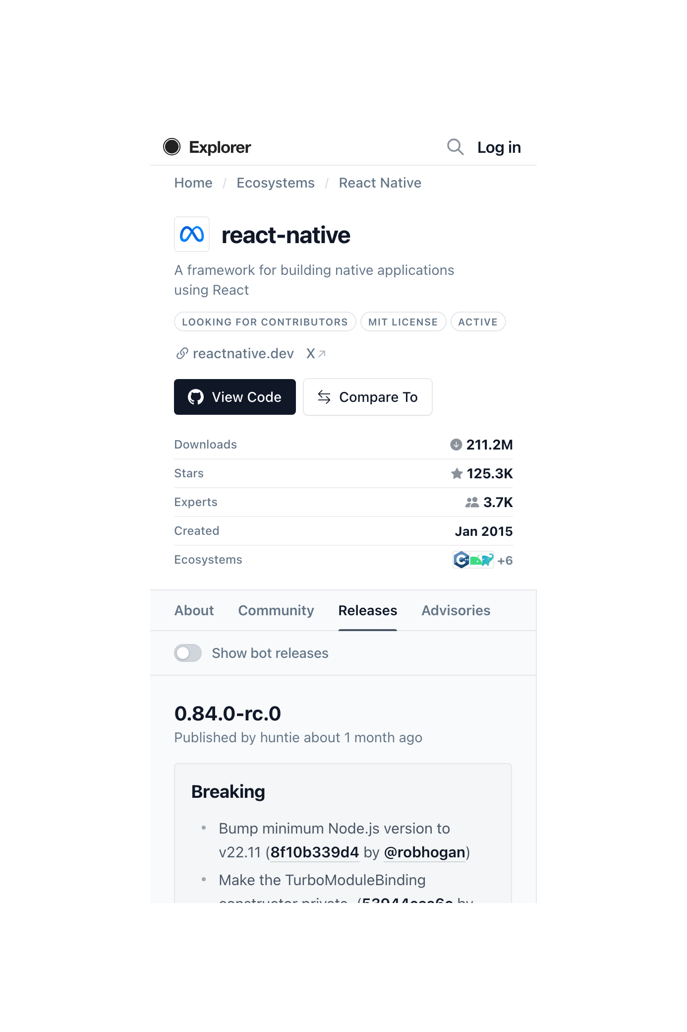 Project, Releases, mobile