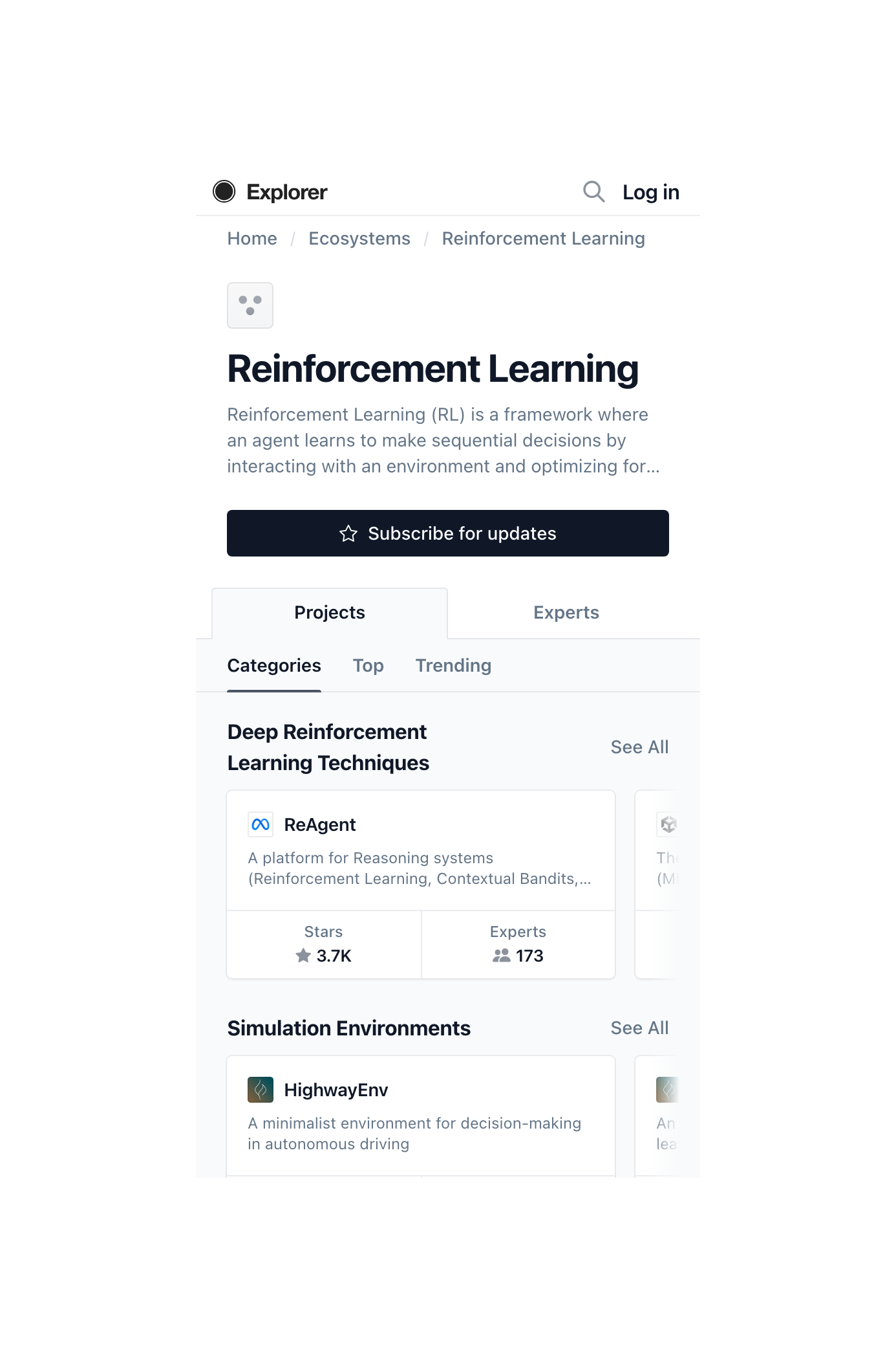 Ecosystem, Topic view, mobile